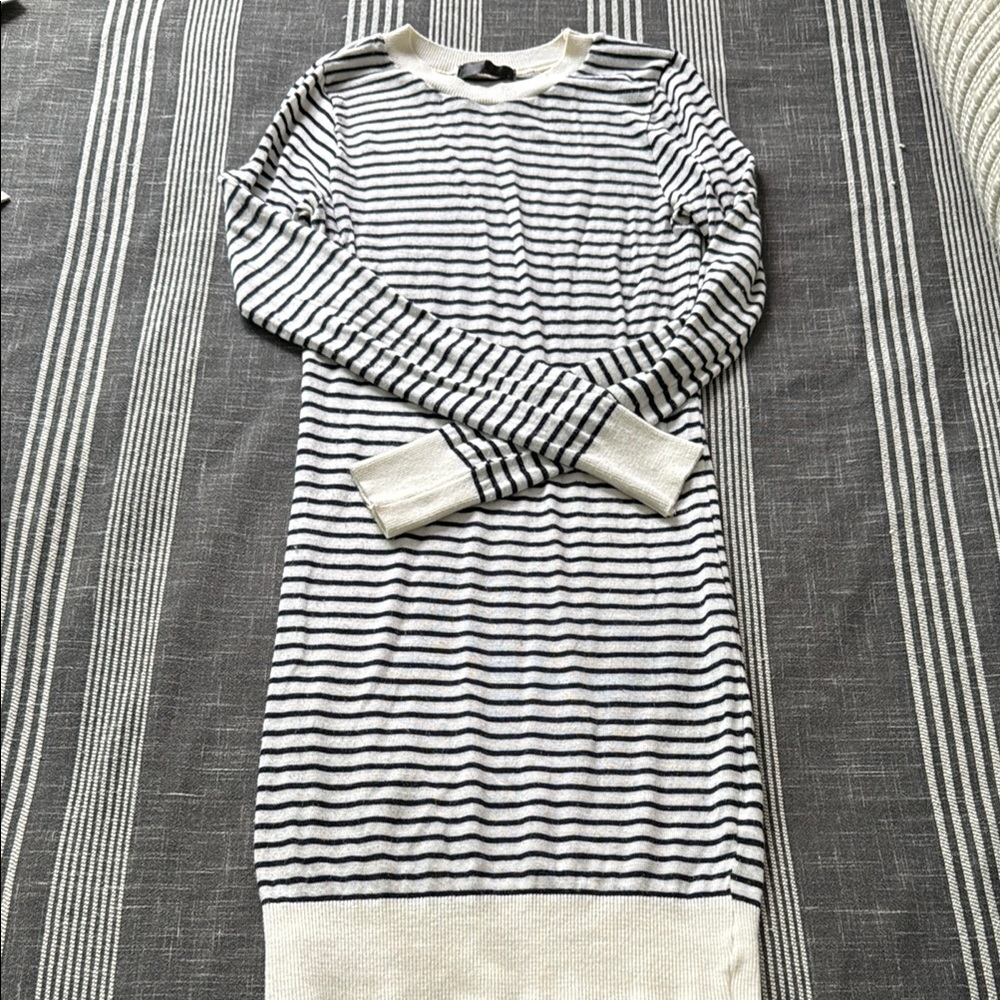 Striped Black and White Sweater Dress